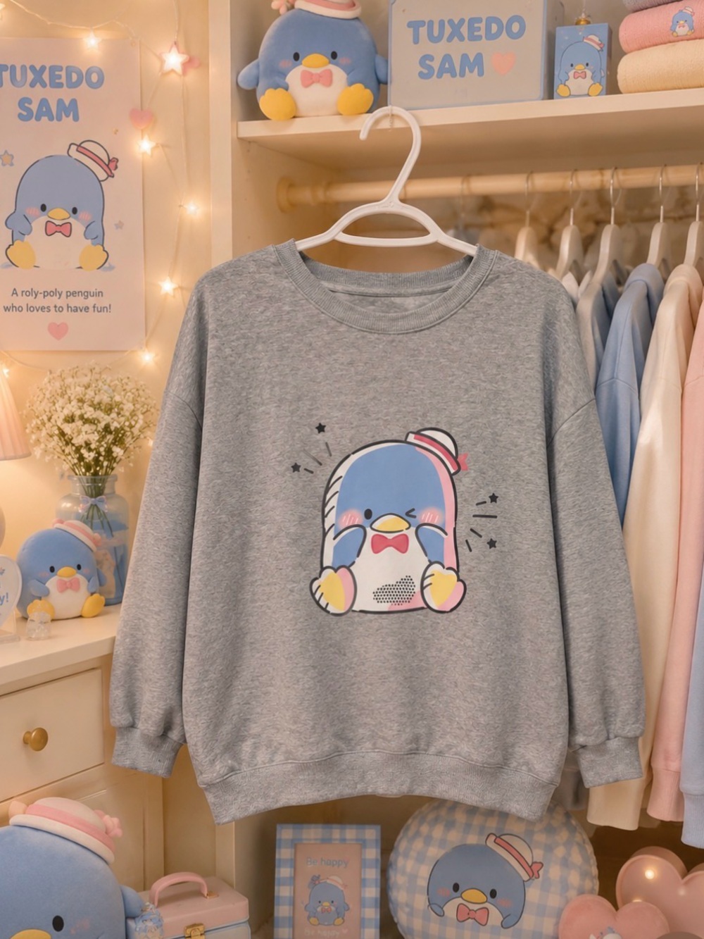 Cute Tuxedo Sam Gray Pullover Sweatshirt